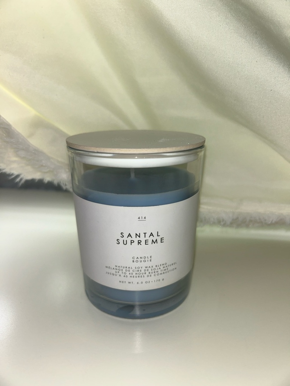 Santal Supreme Blue Glass Candle